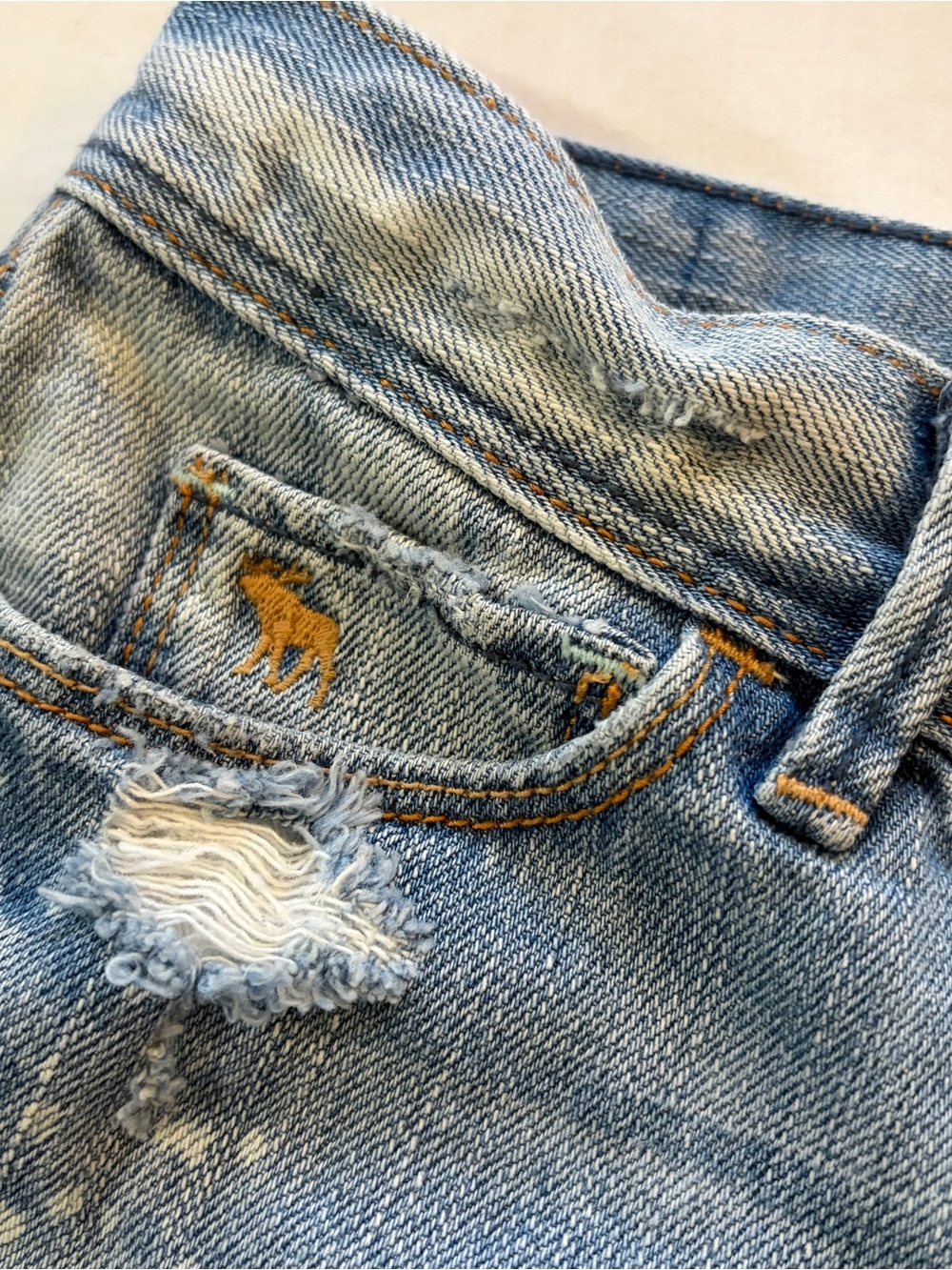 Abercrombie & Fitch Light Wash Distressed Denim Mini Skirt - Picture 2 of 5